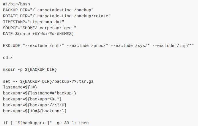 Shell script para hacer una backup con tar