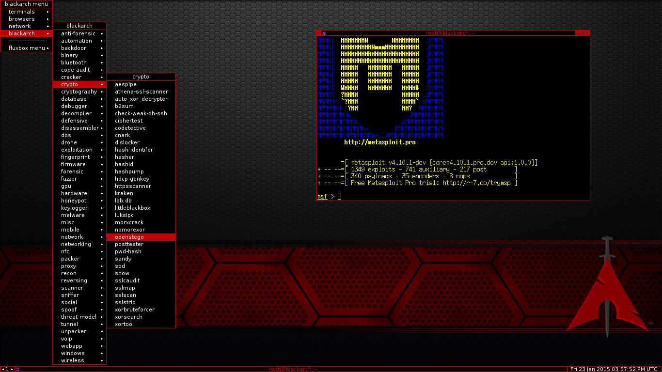 Terminal de Linux con la herramienta msfconsole