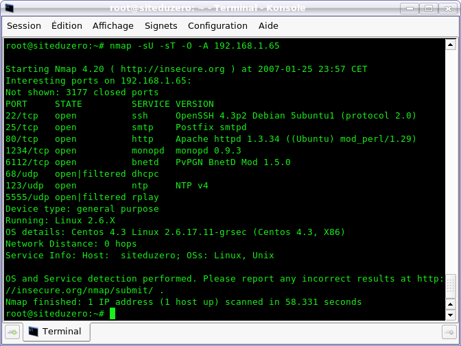 Salida de la ejecución del comando nmap