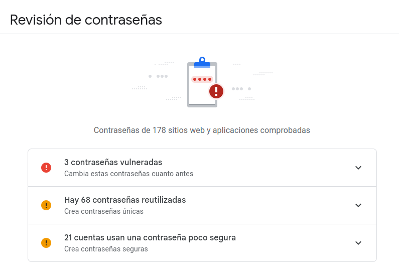 Imagen del gestor de contraseñas de Google